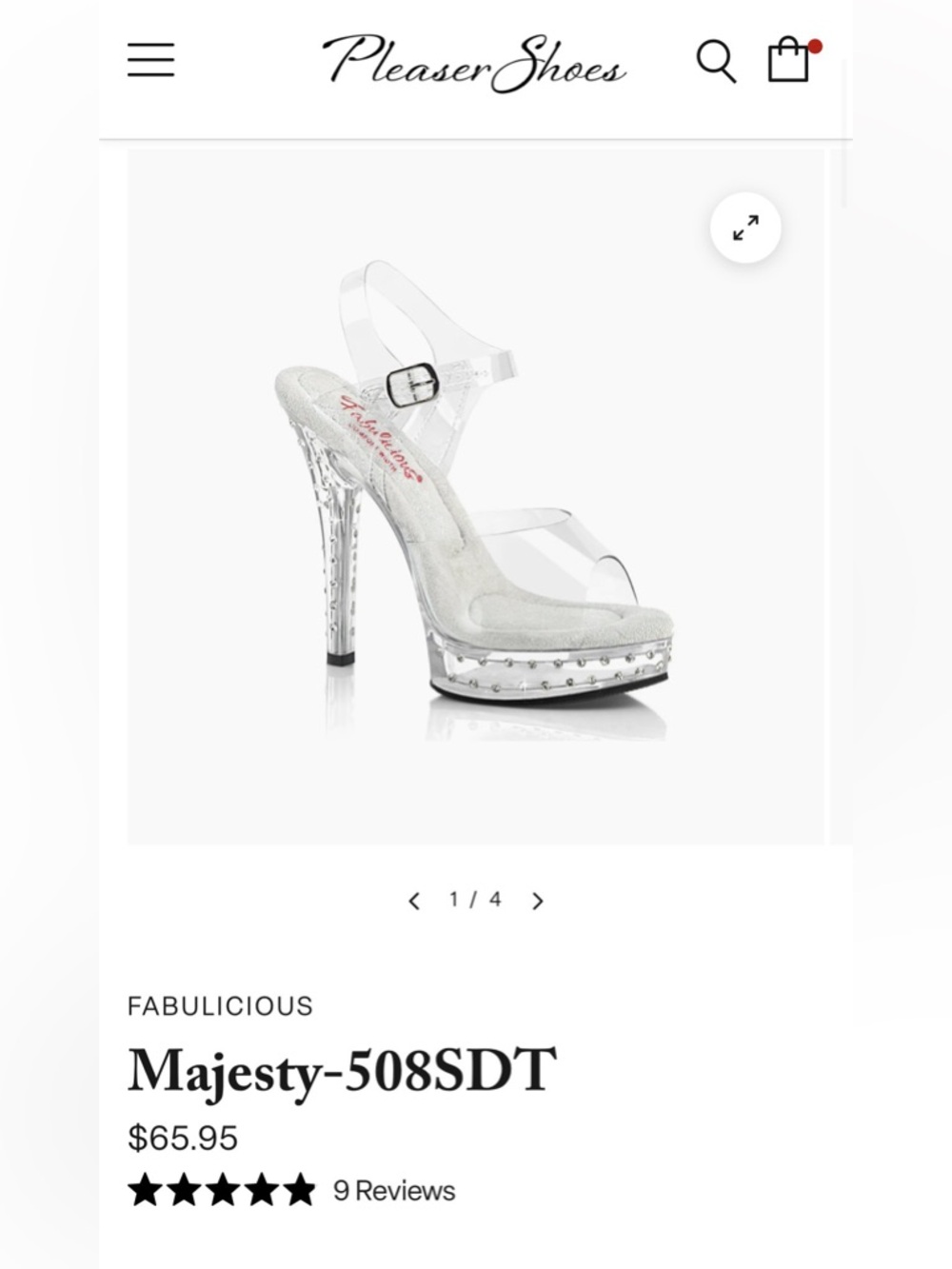 FABULICIOUS / Pleaser Shoes Size 6 Majesty-508SDT Clear Platform Heels